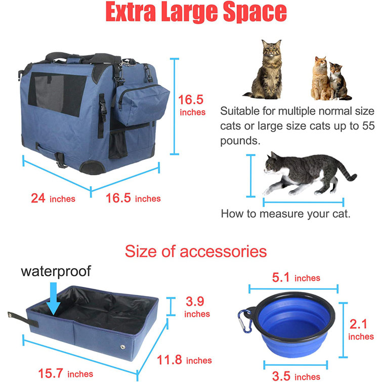 Large cat carrier on sale with litter box